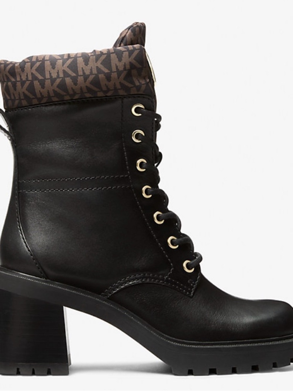 Michael Kors Black NWOT Cade Leather  and Signature Logo Combat Boot. No Box. - Picture 3 of 11